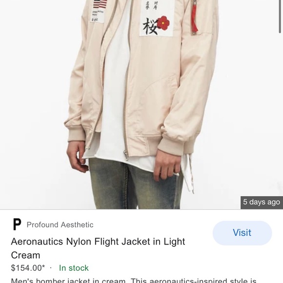 Men’s Profound Aesthetic Cream Bomber - Picture 3 of 3